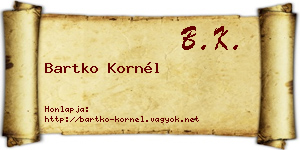 Bartko Kornél névjegykártya